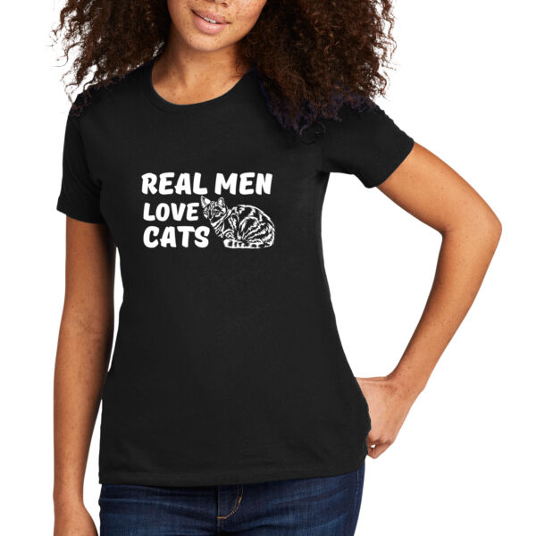 Men Love Cats White - Women's Premium Cotton T-Shirt Thumbnail