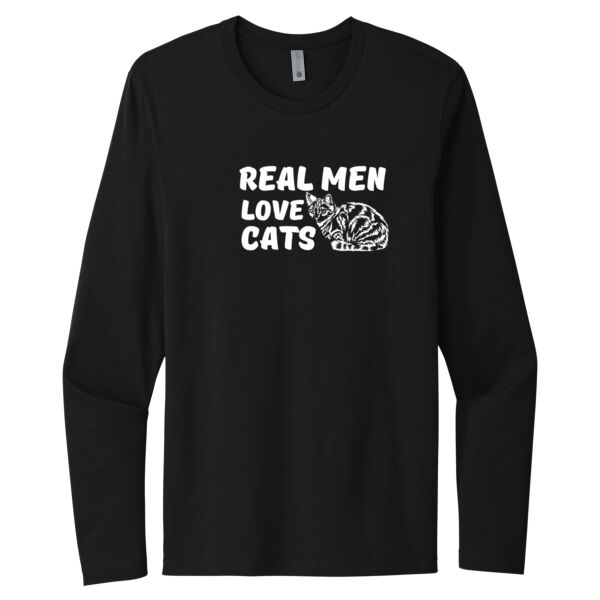 Men Love Cats White - Unisex Premium Cotton Long Sleeve T-Shirt Thumbnail