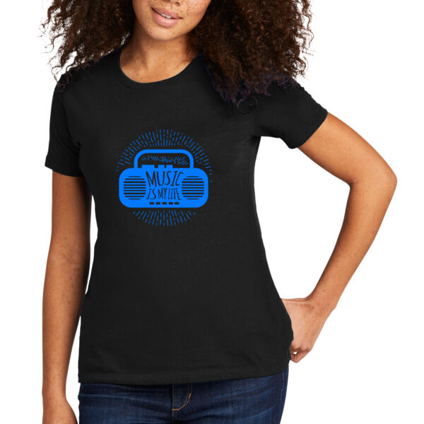 Music Is Life Blue - Women's Premium Cotton T-Shirt Thumbnail