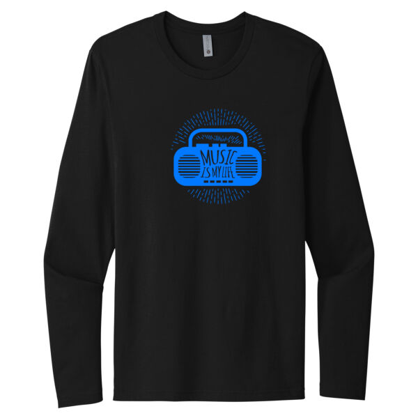 Music Is Life Blue - Unisex Premium Cotton Long Sleeve T-Shirt Thumbnail