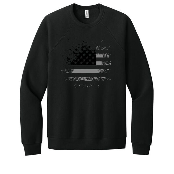 Distressed Flag Grey - Unisex Premium Fleece Crew Sweatshirt Thumbnail