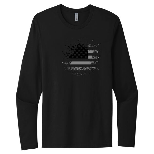 Distressed Flag Grey - Unisex Premium Cotton Long Sleeve T-Shirt Thumbnail
