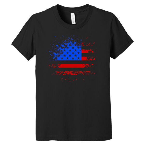 Distressed Flag Red Blue - Youth Jersey Short Sleeve Tee Thumbnail