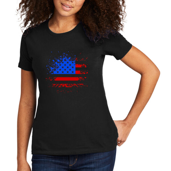 Distressed Flag Red Blue - Women's Premium Cotton T-Shirt Thumbnail