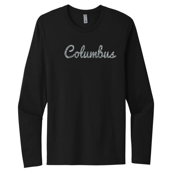 Columbus Script Silver - Unisex Premium Cotton Long Sleeve T-Shirt Thumbnail
