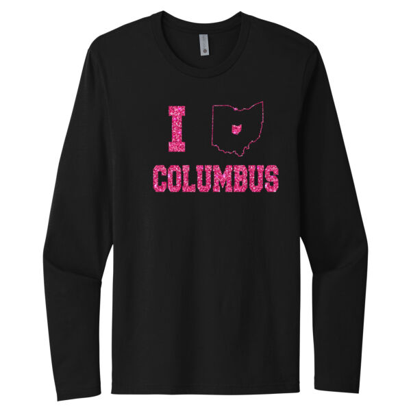 I Love Columbus Pink - Unisex Premium Cotton Long Sleeve T-Shirt Thumbnail