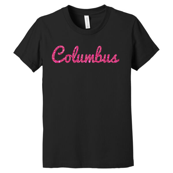 Columbus Script Pink - Youth Jersey Short Sleeve Tee Thumbnail