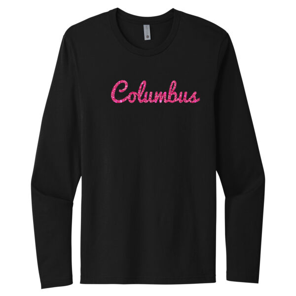 Columbus Script Pink - Unisex Premium Cotton Long Sleeve T-Shirt Thumbnail