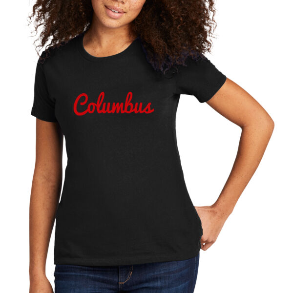 Columbus Script Red - Women's Premium Cotton T-Shirt Thumbnail