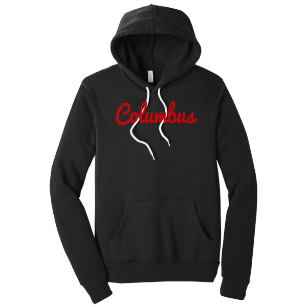 Columbus Script Red - Unisex Premium Fleece Hooded Sweatshirt Thumbnail