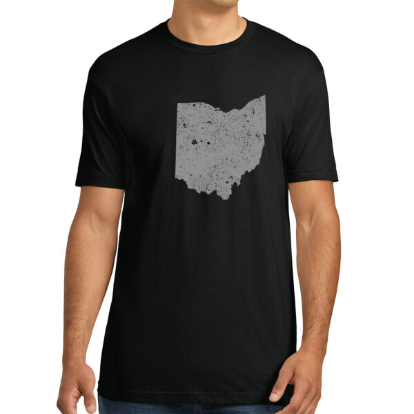Distressed Ohio Grey - Unisex Premium Cotton T-Shirt Thumbnail