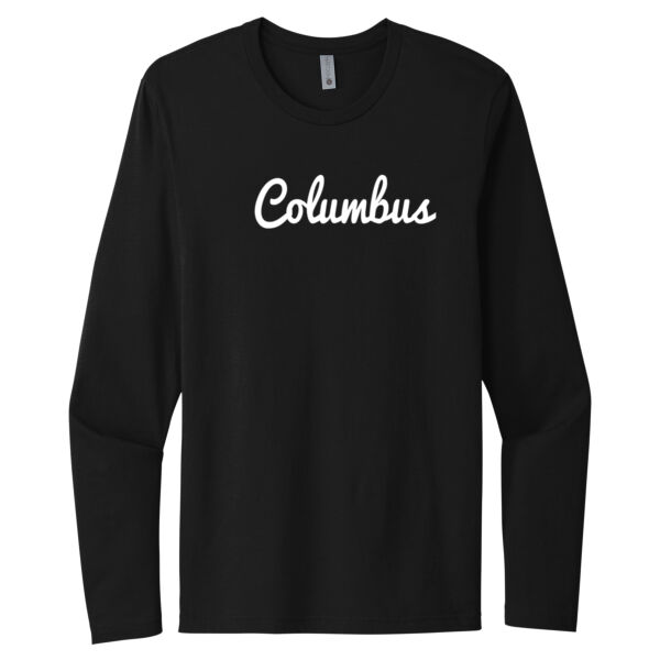 Columbus Script White - Unisex Premium Cotton Long Sleeve T-Shirt Thumbnail