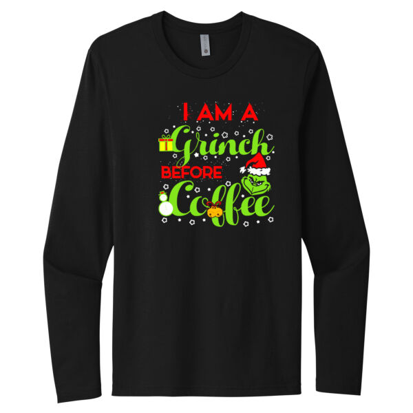 Grinch Before Coffee - Unisex Premium Cotton Long Sleeve T-Shirt Thumbnail