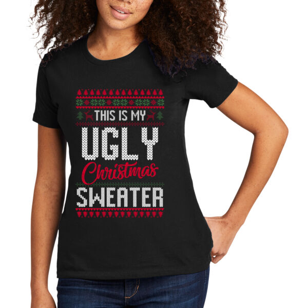 Ugly Christmas Sweater - Women's Premium Cotton T-Shirt Thumbnail