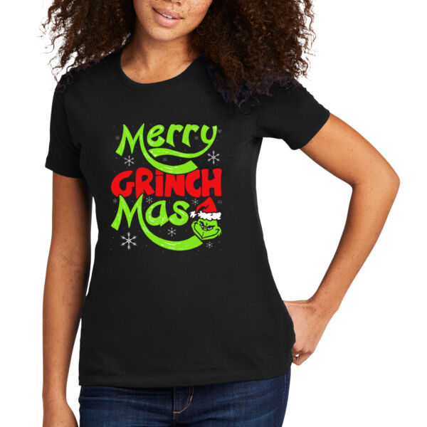 Merry Grinch Mas - Women's Premium Cotton T-Shirt Thumbnail
