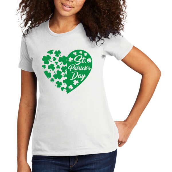 St. Patrick's Day Clover Heart - Women's Premium Cotton T-Shirt Thumbnail