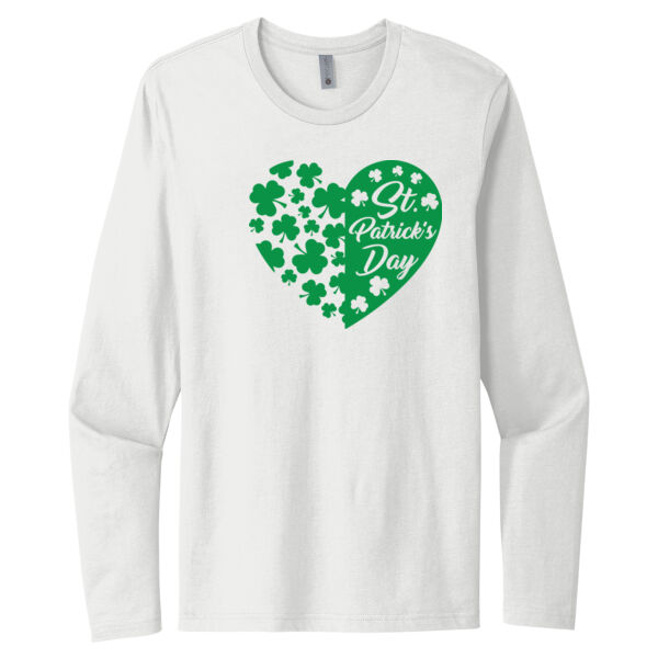 St. Patrick's Day Clover Heart - Unisex Premium Cotton Long Sleeve T-Shirt Thumbnail