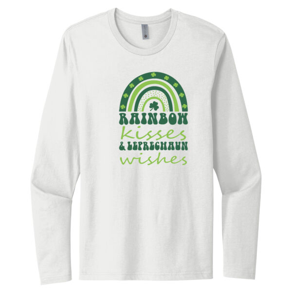 Rainbow Kisses and Leprechaun Wishes - Unisex Premium Cotton Long Sleeve T-Shirt Thumbnail