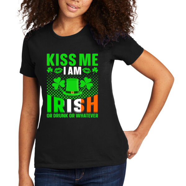 Kiss Me I'm Irish or Drunk - Women's Premium Cotton T-Shirt Thumbnail