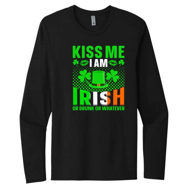 Kiss Me I'm Irish or Drunk - Unisex Premium Cotton Long Sleeve T-Shirt Thumbnail