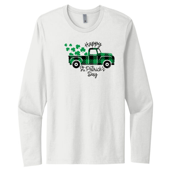 St. Patrick's Day Truck - Unisex Premium Cotton Long Sleeve T-Shirt Thumbnail