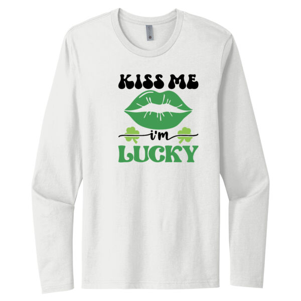 Kiss Me I'm Lucky - Unisex Premium Cotton Long Sleeve T-Shirt Thumbnail