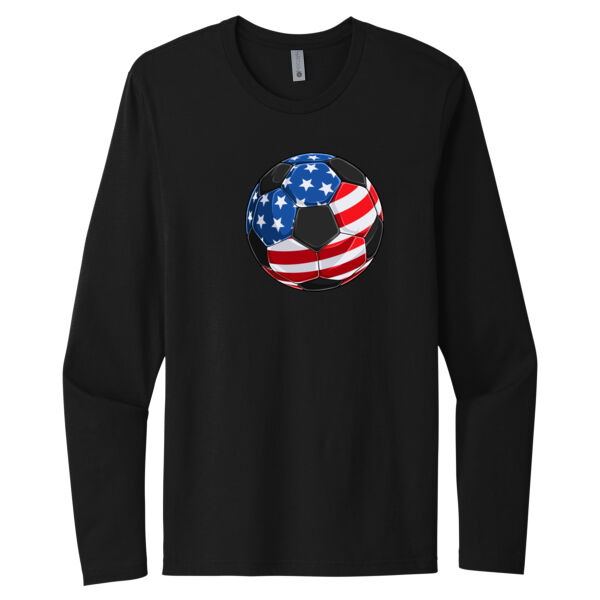 USA Soccer Ball - Unisex Premium Cotton Long Sleeve T-Shirt Thumbnail