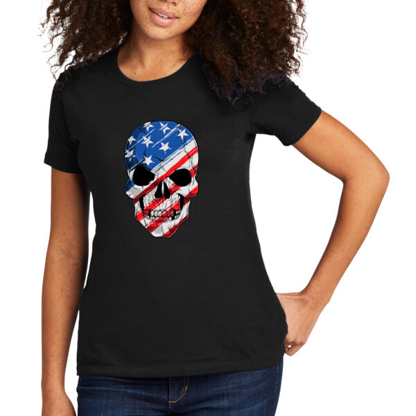 USA Skull - Women's Premium Cotton T-Shirt Thumbnail