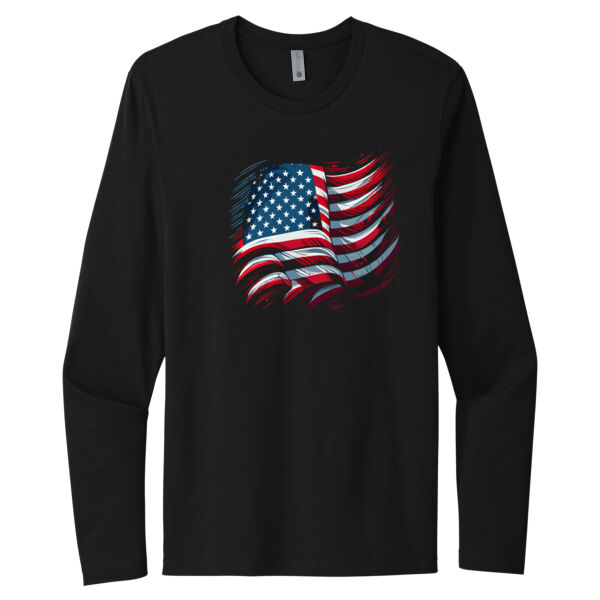 USA Abstract Flag - Unisex Premium Cotton Long Sleeve T-Shirt Thumbnail