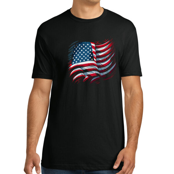 USA Abstract Flag - Unisex Premium Cotton T-Shirt Thumbnail