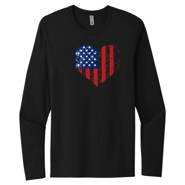 USA Heart Flag - Unisex Premium Cotton Long Sleeve T-Shirt Thumbnail