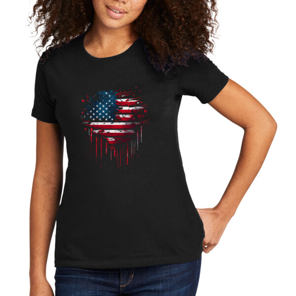 USA Bleeding Heart - Women's Premium Cotton T-Shirt Thumbnail