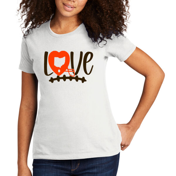 Cleveland Football Love - Women's Premium Cotton T-Shirt Thumbnail