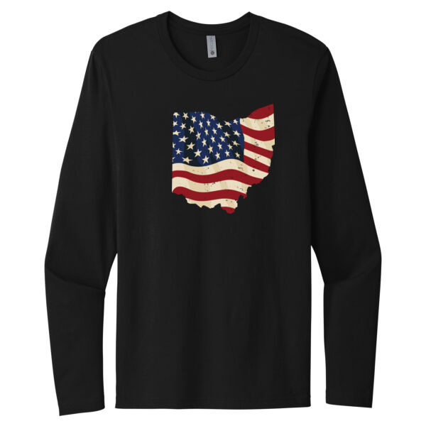 Ohio USA Map - Unisex Premium Cotton Long Sleeve T-Shirt Thumbnail