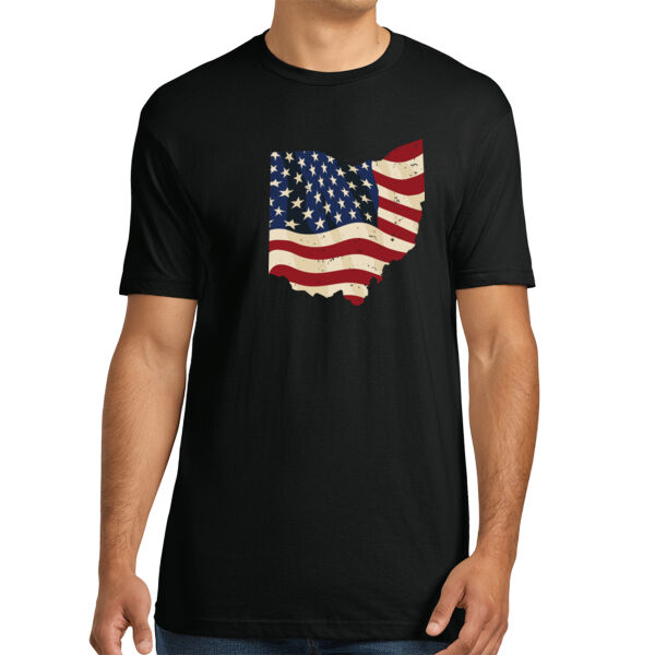 Ohio USA Map - Unisex Premium Cotton T-Shirt Thumbnail