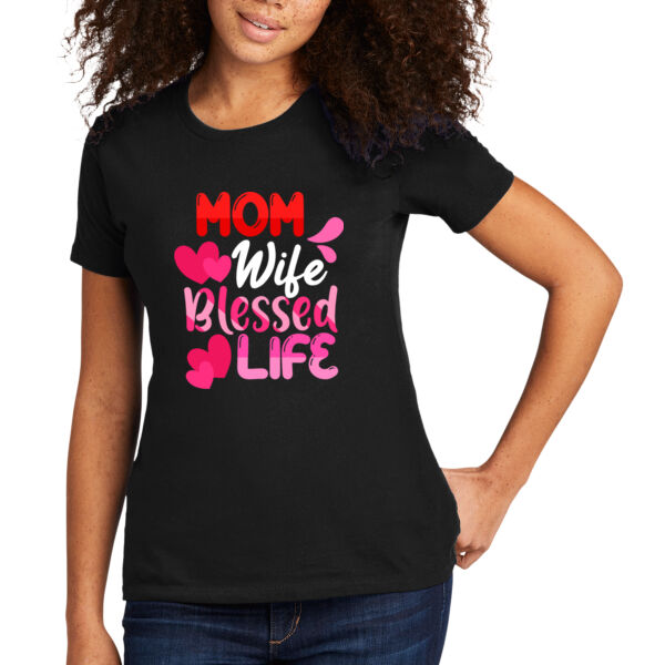 Mom Wife Blessed Life - Women's Premium Cotton T-Shirt Thumbnail