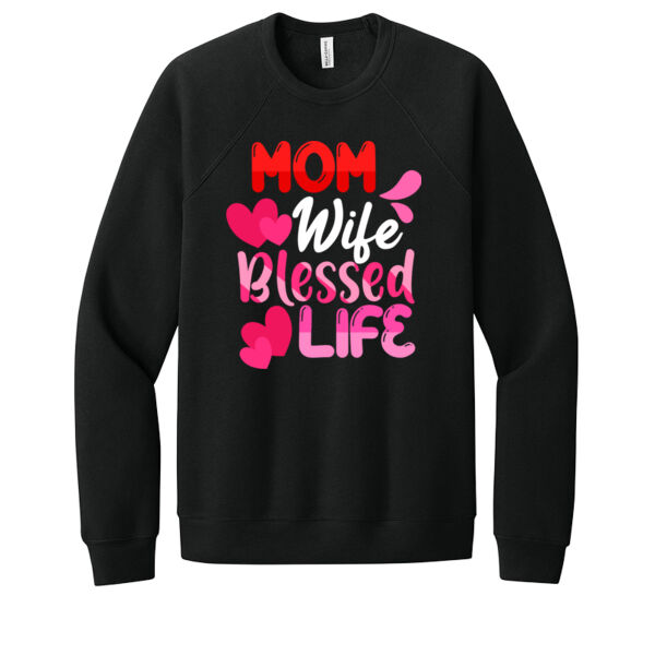 Mom Wife Blessed Life - Unisex Premium Fleece Crew Sweatshirt Thumbnail
