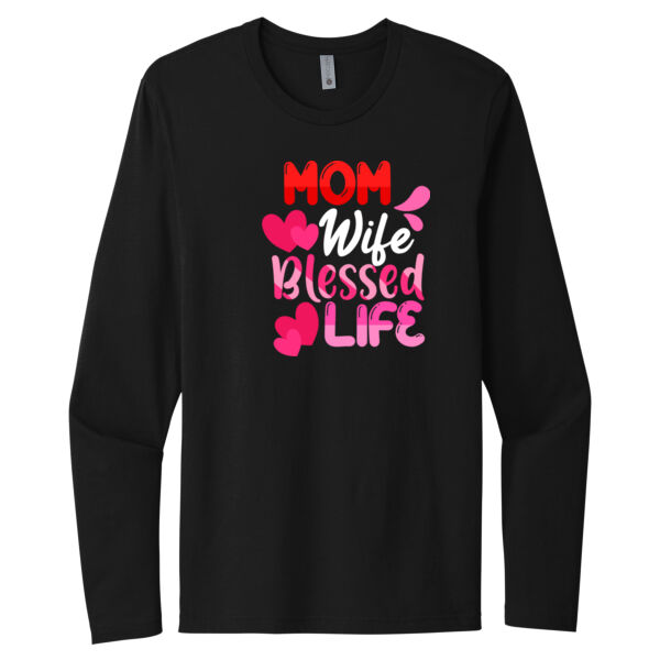 Mom Wife Blessed Life - Unisex Premium Cotton Long Sleeve T-Shirt Thumbnail