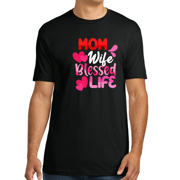 Mom Wife Blessed Life - Unisex Premium Cotton T-Shirt Thumbnail