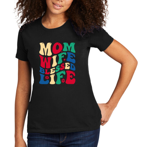 Mom, Wife, Blessed Life - Women's Premium Cotton T-Shirt Thumbnail