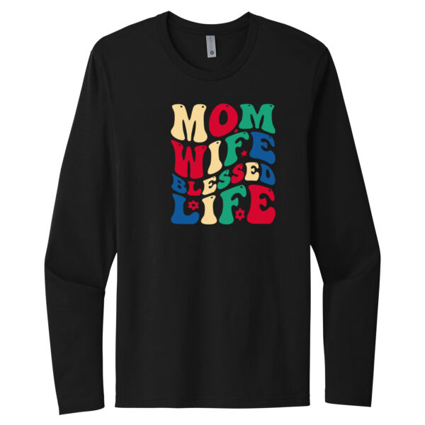 Mom, Wife, Blessed Life - Unisex Premium Cotton Long Sleeve T-Shirt Thumbnail