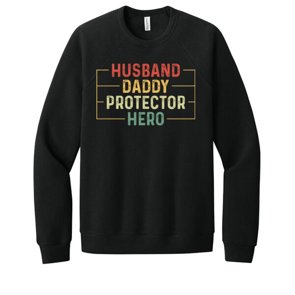 Husband Daddy Protector Hero - Unisex Premium Fleece Crew Sweatshirt Thumbnail