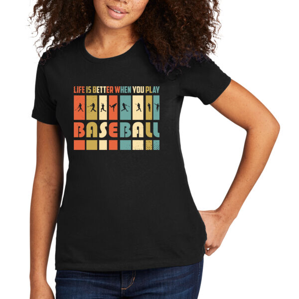 Life Is Better With Baseball - Women's Premium Cotton T-Shirt Thumbnail