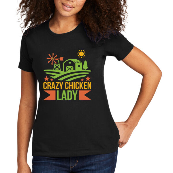 Crazy Chicken Lady - Women's Premium Cotton T-Shirt Thumbnail