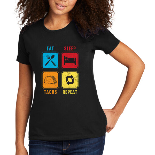 Eat, Sleep, Tacos, Repeat - Women's Premium Cotton T-Shirt Thumbnail