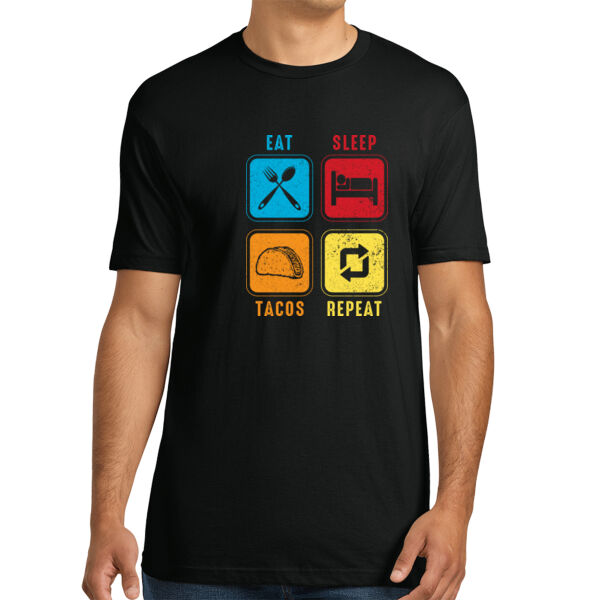 Eat, Sleep, Tacos, Repeat - Unisex Premium Cotton T-Shirt Thumbnail