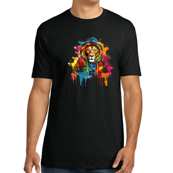 Colorful Cool Lion - Unisex Premium Cotton T-Shirt Thumbnail