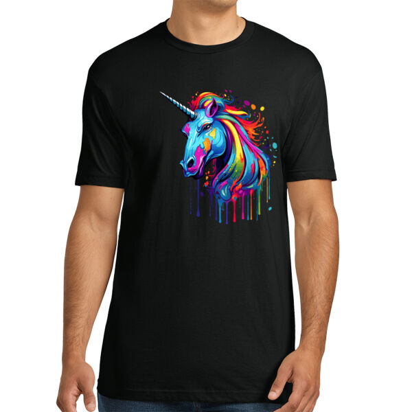 Colorful Unicorn Warrior - Unisex Premium Cotton T-Shirt Thumbnail