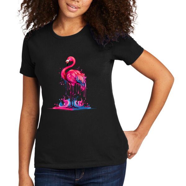 Colorful Flamingo - Women's Premium Cotton T-Shirt Thumbnail