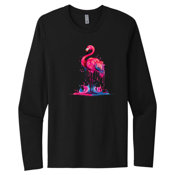 Colorful Flamingo - Unisex Premium Cotton Long Sleeve T-Shirt Thumbnail